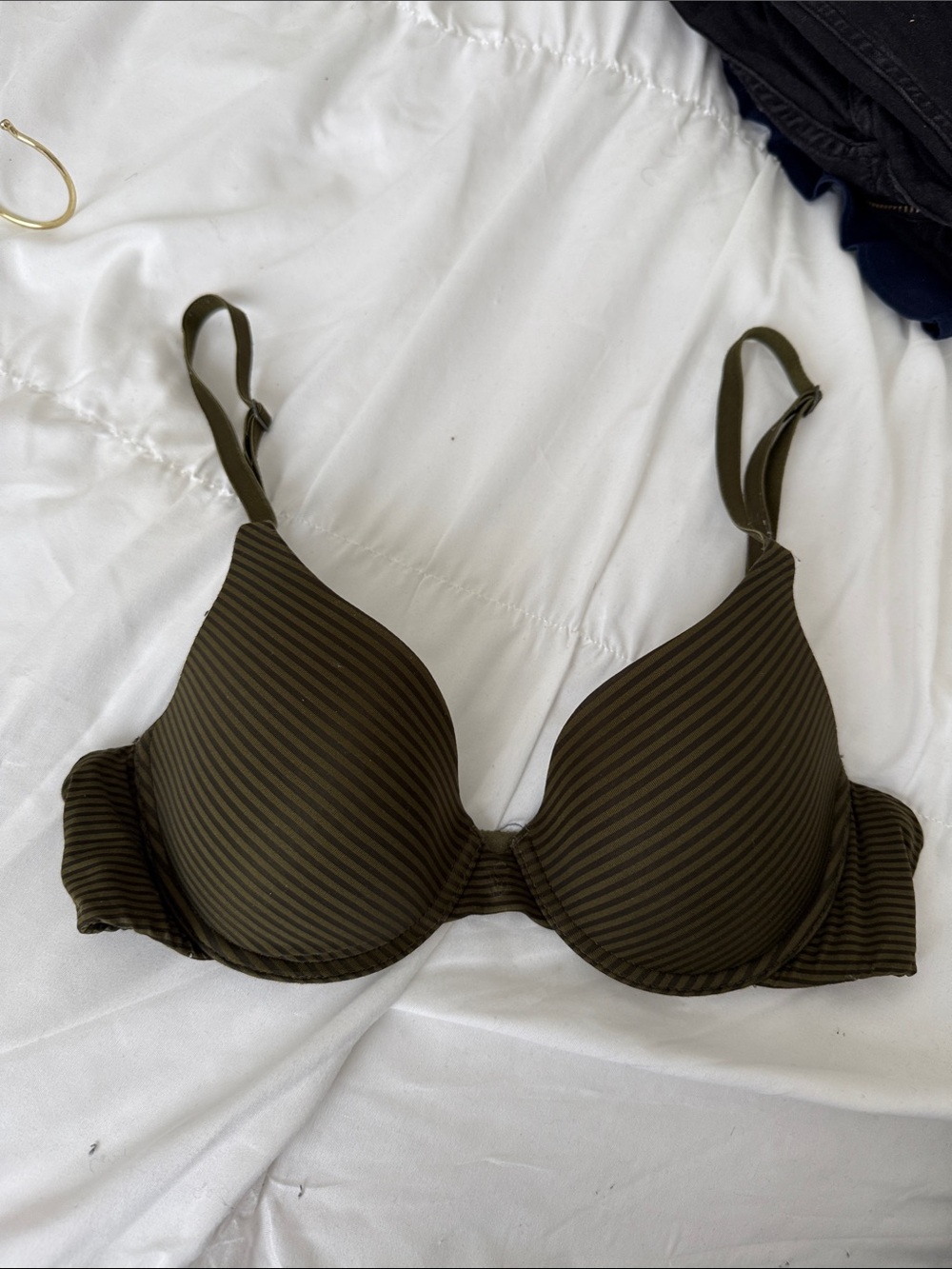 Victoria's Secret Olive Green Striped T-Shirt Bra